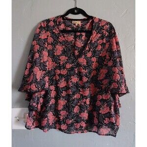 Democracy Tops Blouse Women's L,Polyester,18.5 Inch Of Armp To Armp & 23 Long